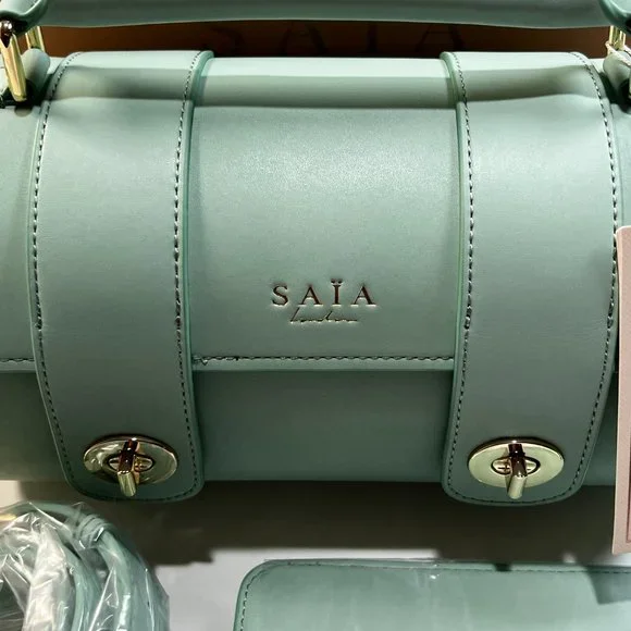 Saia London The Emmeline Yoga Mat Bag Teal New Vegan Faux Leather Shoulder Strap - Picture 6 of 16